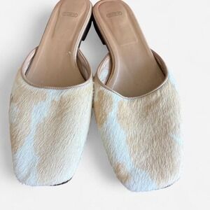 Coach white and tan cowhide mules Sz 9